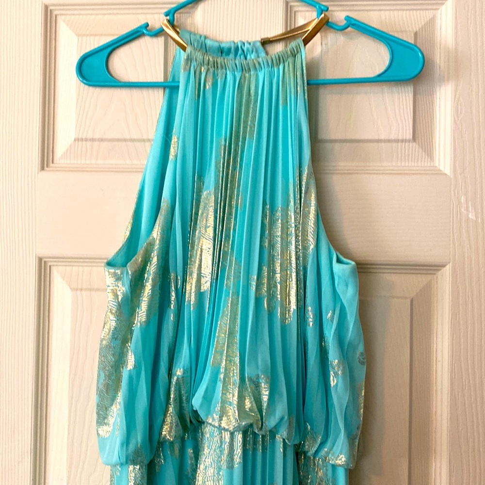 Metallic print dress
